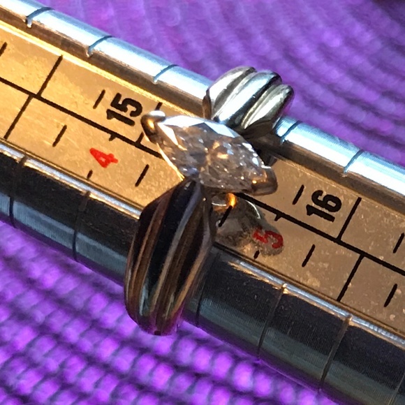 Cartier Diamond Marquis Solitaire Engagement Tri Gold Ring EUC - Picture 8 of 9